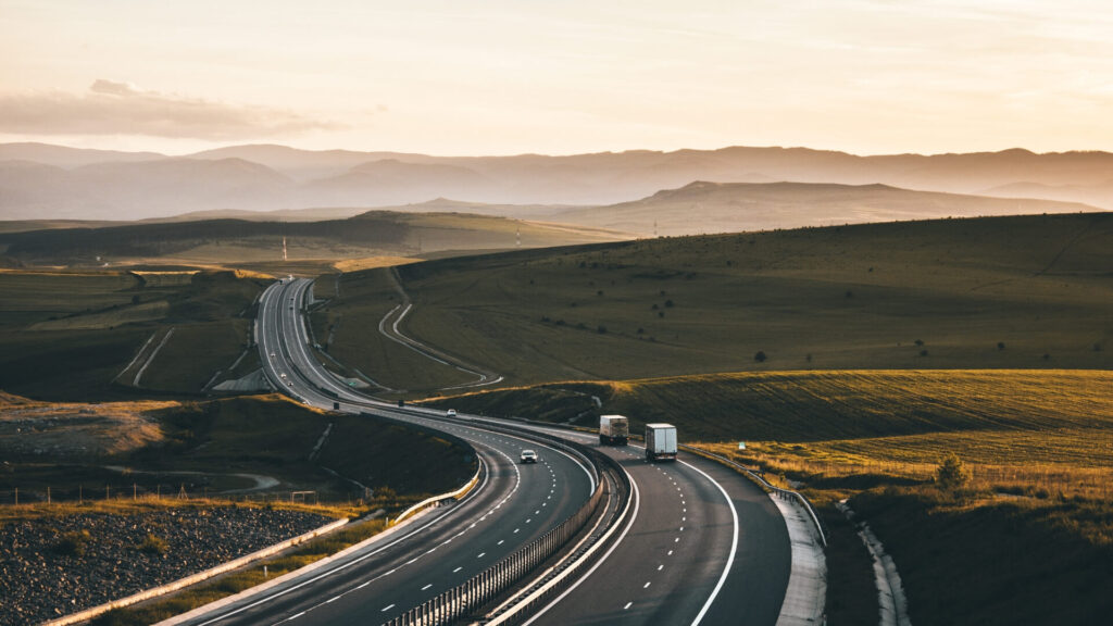 cars and trucks on the interstate